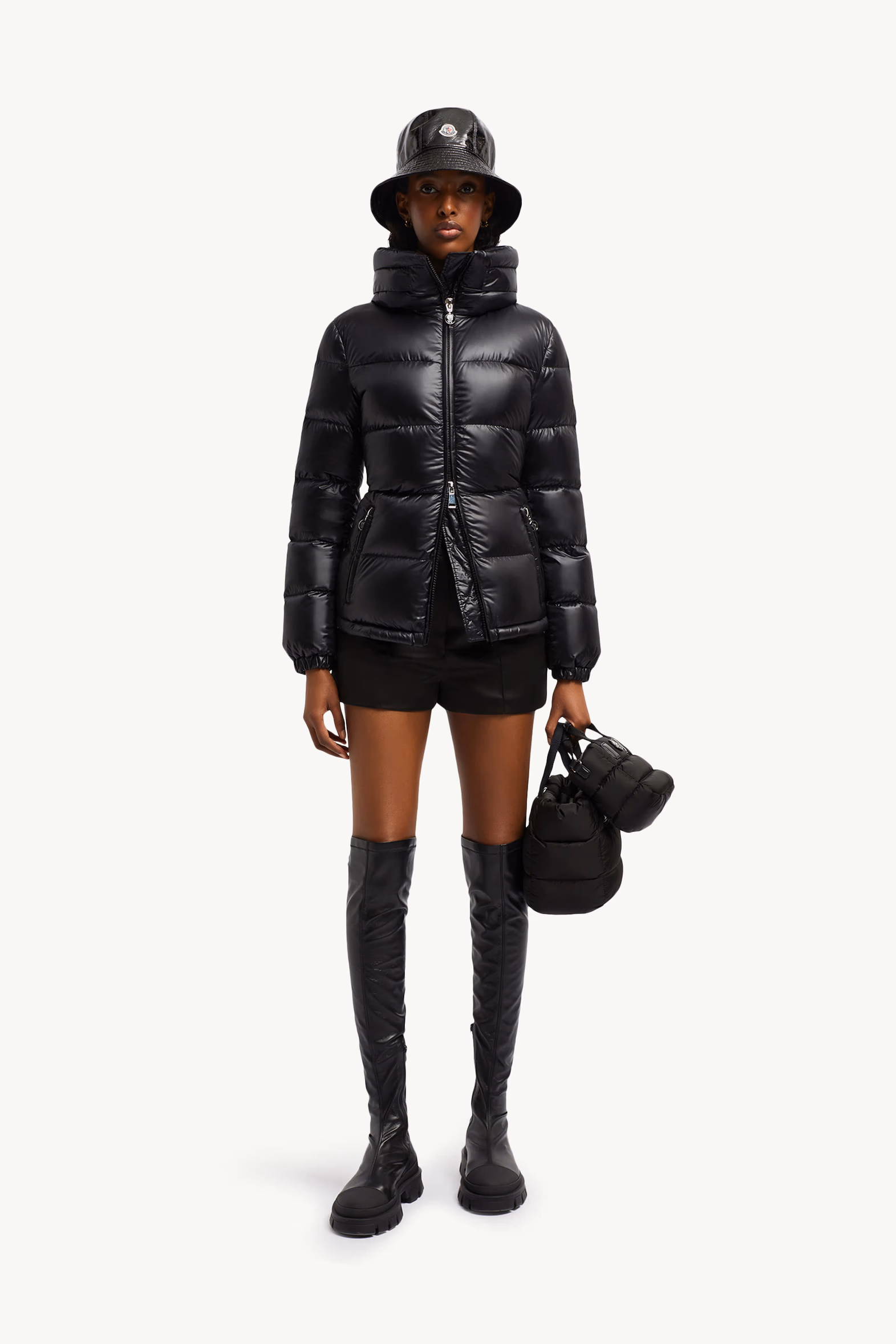 Douro Hooded Short Down Jacket Women Black Moncler 0